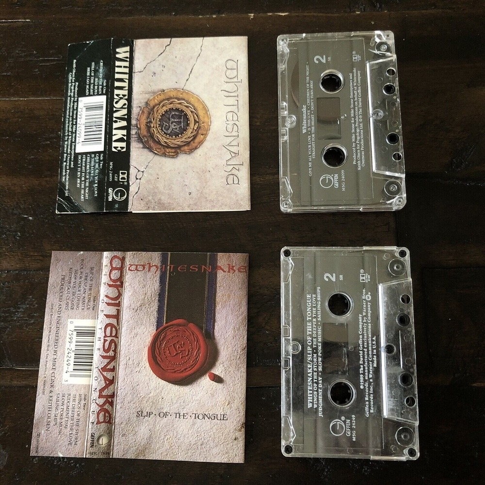 Whitesnake Self Titled S/T & Slip Of The Tongue Hair Band 2 Music Cassette Tapes